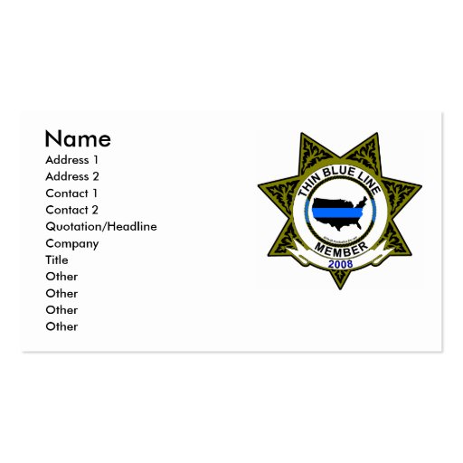 thin blue line Card Business Card (front side)