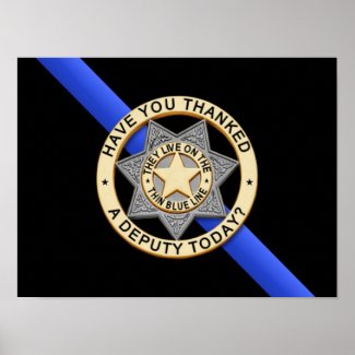 Thin Blue Line Flag & Badge Print