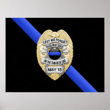 Thin Blue Line Flag & Badge Print