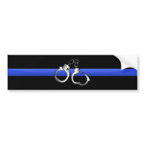 Thin Blue Line & Handcuffs Bumper Stickers