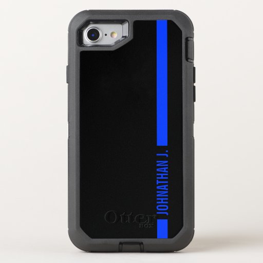Thin Blue Line Serviceman Name OtterBox Defender iPhone 7 Case Zazzle