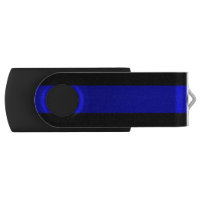 Thin blue line swivel USB 2.0 flash drive