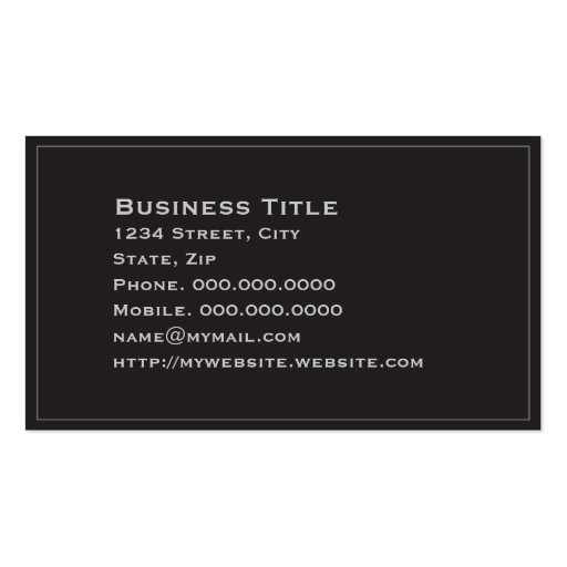 Thin Border Black Simple  Corporate  Business Card (back side)