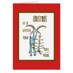 Thin Christmas Funny Goat Greeting Card