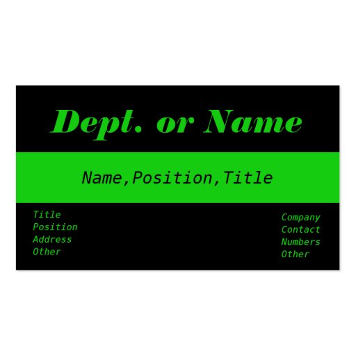 Thin Green Line-Doc,Nurse,Medic Business Card (front side)