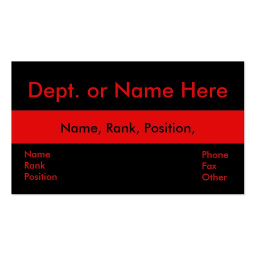 Thin Red Line-Firemen-Rescue Business Card (front side)
