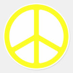 Thin Yellow Peace Sign Round Stickers