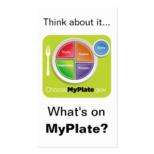 Think About MyPlate Bookmark - White Business Card Template (front side)