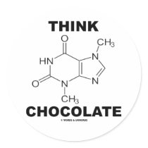 Think Chocolate (Theobromine Molecule Chemistry) Sticker