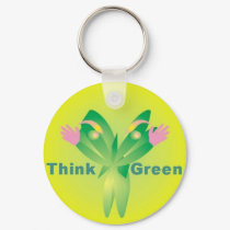Think Green 2 1-4 inch Keychain by cleosclassics Think Green 2 1-4 inch Keychain