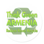Think Green Armenia Round Stickers