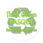 Think Green Basque Round Sticker