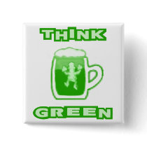 Think Green Beer Mug Button by jamiecreates1 Think Green Beer Mug Button