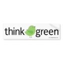 Think Green Bird Bumper Sticker bumper stickers by teeboutique Think Green Bird Bumper Sticker bumper stickers
