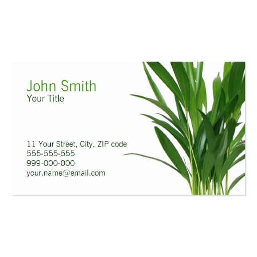 Think Green business card (front side)