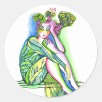 tree, girl, artistic, portrait, ecology, green, creative, painting, artsprojekt, earth, Sticker with custom graphic design