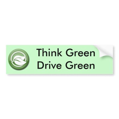 Think Green Drive Green Bumper Sticker by MiddleTNGreen