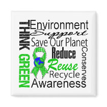 Think Green Environment Collage Fridge Magnets