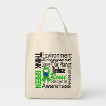 Think Green Environment Collage Tote Bag