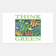 Think Green Environmental Rectangle Sticker