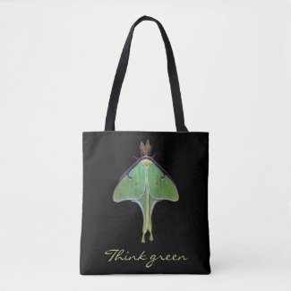 Think Green Luna Moth Earth Day Animal Tote Bag