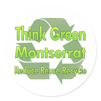 Think Green Montserrat Round Sticker by FlagStore