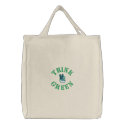 Think Green Organic Cotton Tote Bag embroidered bags by Stitchbaby Think Green Organic Cotton Tote Bag embroidered bags