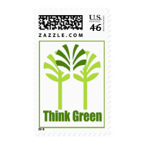 Think Green postage stamps by holiday_tshirts Think Green postage stamps