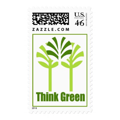 Think Green postage stamps by holiday_tshirts