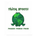 Think Green Recycle Frog Art Poster Print