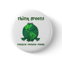 Think Green Recycle Frog Button