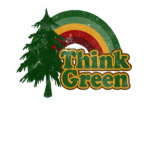 Think Green, Retro Rainbow and Tree t-shirts