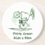 Think Green Ride a Bike Drink Coaster