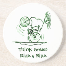 Think Green Ride a Bike Drink Coaster