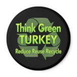 Think Green Turkey Refrigerator Magnet