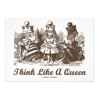 Think Like A Queen Alice White Red Queen Chess Custom Invitation