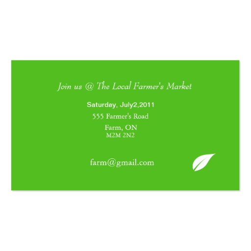 Think Local Business Card (back side)