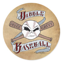 Think Nasty" Ball and Cross bats Round Sticker