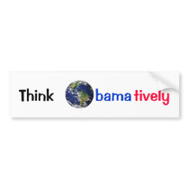 Think Obamatively_world, black, blue, red bumper stickers by UCanSayThatAgain Think Obamatively_world, black, blue, red bumper stickers