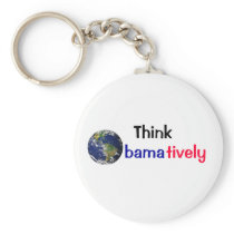 Think Obamatively_world, black, blue, red Key Chains