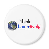 Think Obamatively_world, black, blue, red Fridge Magnet