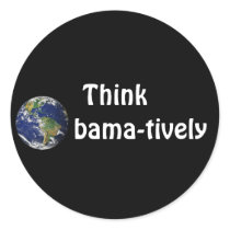 Think Obamatively_world, white on black Stickers
