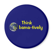 Think Obamatively_world, yellow on blue magnets by UCanSayThatAgain Think Obamatively_world, yellow on blue magnets