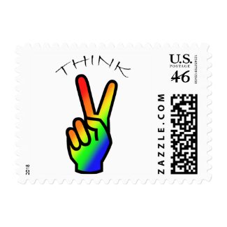 Think Peace Rainbow Stamp zazzle_stamp