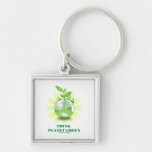 Think Planet Green (Green Leaves Planet Earth) Keychains