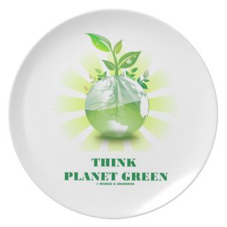 Think Planet Green (Green Leaves Planet Earth) Plates