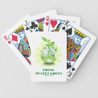 Think Planet Green (Green Leaves Planet Earth) Bicycle Card Deck
