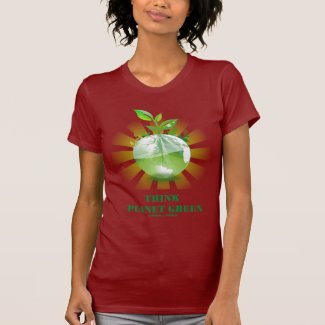 Think Planet Green (Green Leaves Planet Earth) Tee Shirt