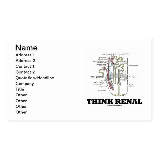 Think Renal (Kidney Nephron Renal) Business Card Templates