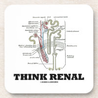 Think Renal (Nephron Anatomy Illustration) Drink Coaster